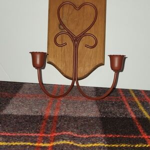 Vintage Home Interiors Heart Design Brown Wall Candle Holder.